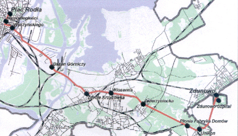 foto: ZDiTM, mapa trasy lini G